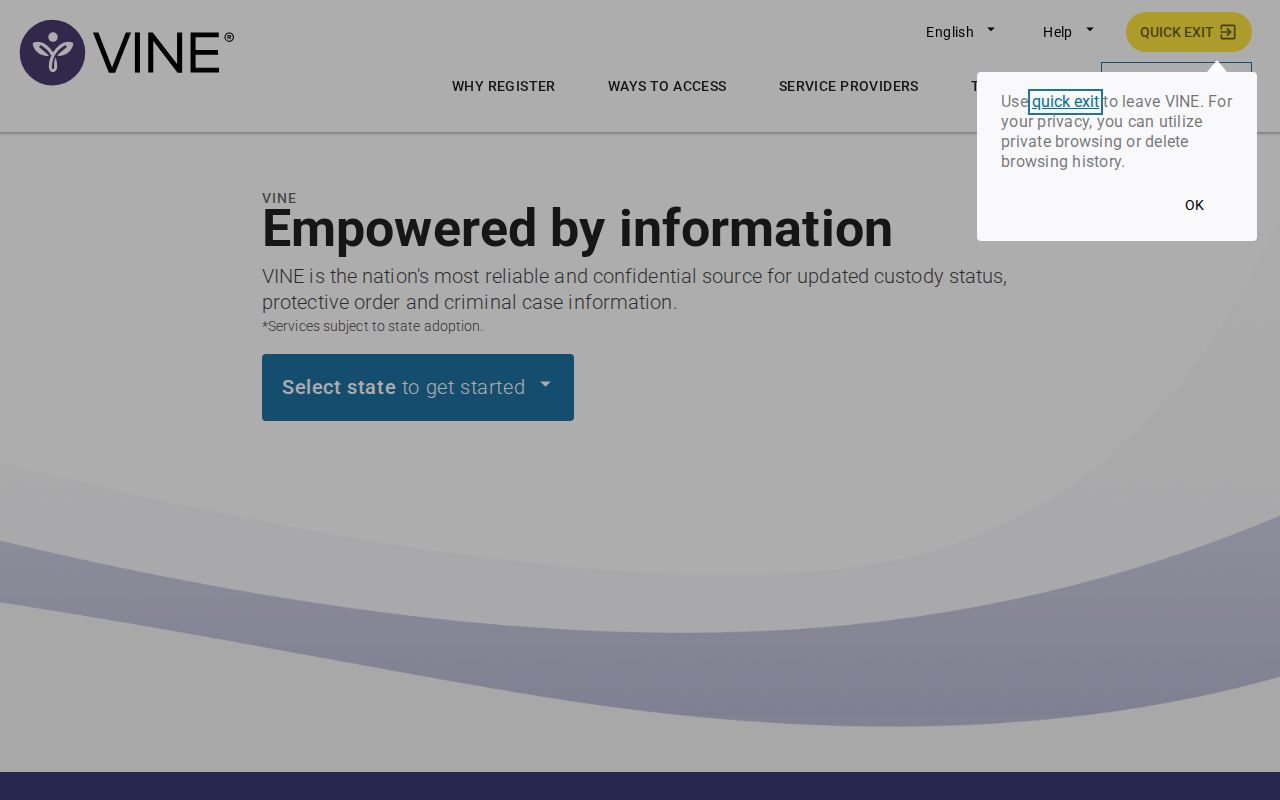 Morgan County VINE inmate search and custody status screen
